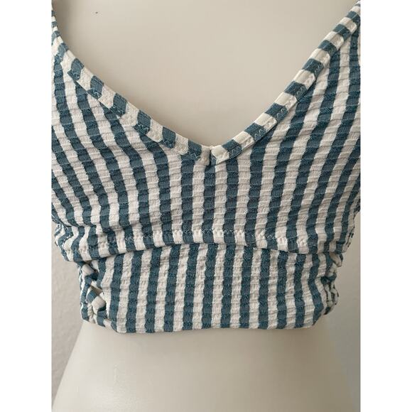 Jessica Simpson Swim Bikini Top Multicolor Striped Seersucker Swimwear - Picture 2 of 10